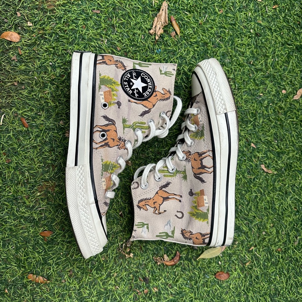 Converse Chuck 70 High “Twisted Resort”- Beige with Brown Horse & Green Accents
